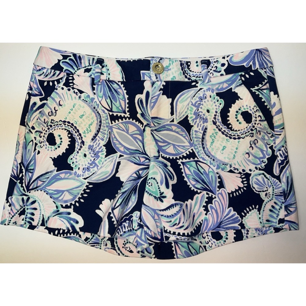 NWOT Womens Lilly Pulitzer Callahan Knit Shorts High Tide Holy Flockamolie Sz 6